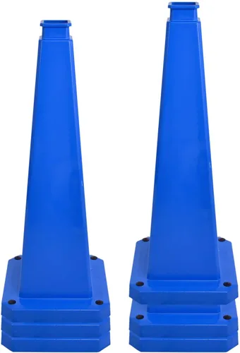 Miniatura 24 de Conos de precaución de 26.5 pulgadas, letreros de seguridad visibles de 4 lados con base de goma pesada, advertencia para prevención de resbalones