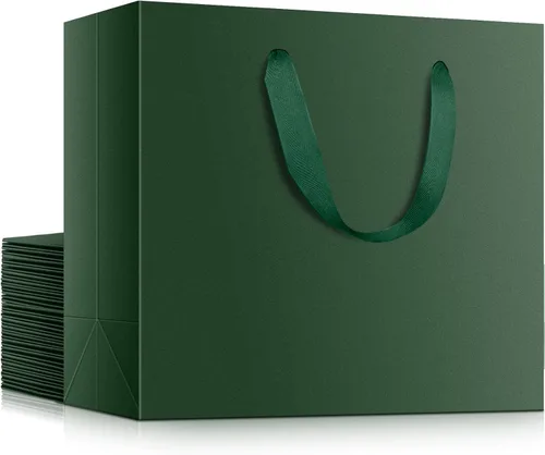Miniatura 35 de EUSOAR Bolsas de papel de estraza para regalo, paquete de 12 bolsas de papel kraft de 10.6 x 3.1 x 8.3 pulgadas con asas, bolsas resistentes
