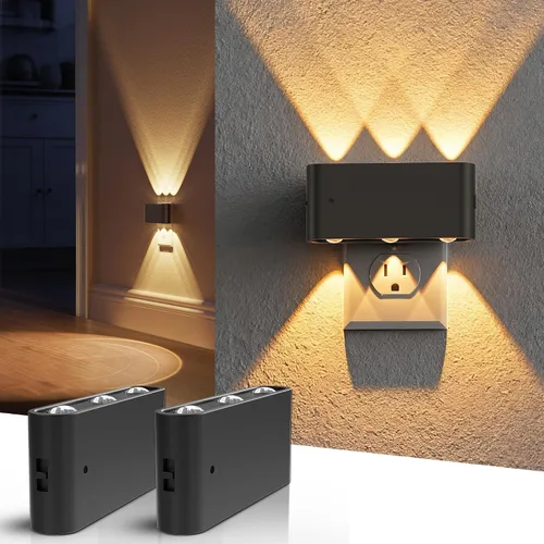 Miniatura 13 de L LOHAS LED - Luz nocturna LED, paquete de 2 luces nocturnas LED modernas enchufables en la pared con sensor de atardecer a amanecer, 0-100LM