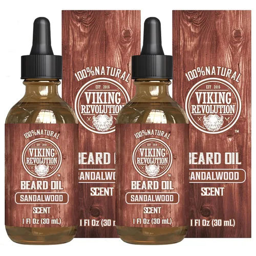 Miniatura 13 de Viking Revolution Aceite de barba de sándalo para hombres, aceite natural para barba con aceite de argán y aceite de jojoba, suavizante de barba