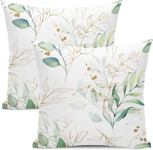 Miniatura 9 de AEIOAE Fundas de Almohada de Primavera de 16x16 Pulgadas Juego de 2, Azul Marino Aguamarina Verde Azulado Vintage con Flores y Pájaros Fundas