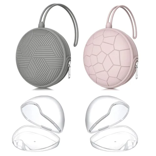Miniatura 14 de Juego de 4 fundas para chupetes, 2 fundas portátiles de silicona para bolsas de pañales, carrito de bebé con 2 cajas transparentes