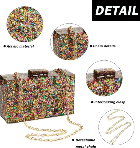 Miniatura 3 de Bolsos de noche para mujer, bolsos de noche acrílicos multicolores, bolsos y bolsos de hombro, bolso cruzado formal, boda, fiesta de graduación