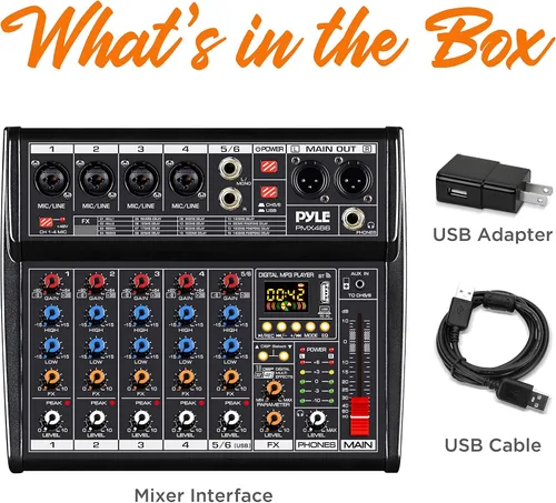 Miniatura 8 de Mezclador de audio Bluetooth profesional Pyle DJ - Mezclador de sonido con controlador DJ de 6 canales con DSP, 16 efectos preestablecidos, interfaz
