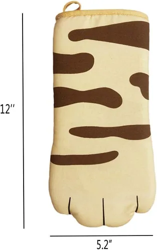 Miniatura 3 de Guantes para horno de cocina para cocinar y hornear resistentes al calor con diseño de gato, 1 par de garras