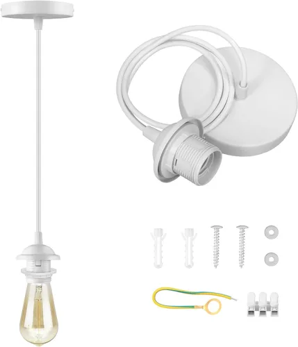 Miniatura 9 de LYOOWNG Cable de luz colgante con enchufe, luces colgantes estilo granja con cable enchufable, kit de cable de luz colgante de 15 pies de cuerda