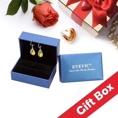 Miniatura 6 de Aretes con dijes con forma de lágrima de cristal austriaco, para mujer, cierre catalán, chapados en oro de 14 quilates joyas hipoalergénicas