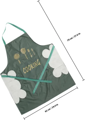Miniatura 2 de Yardwe 2pcs Waterproof Kitchen Aprons Set Wear-resistant Polyester Cooking Aprons with Hand Wiping Function Oil-proof Household for Unisex Use in