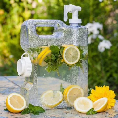 Miniatura 7 de Funnymoom 6 dispensadores de bebidas para refrigerador, refrigerador, botella dispensadora de agua reutilizable de plástico con espita para fiestas