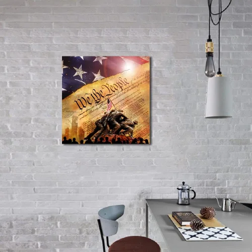 Miniatura 8 de Decoración de pared de bandera, arte de pared de bandera estadounidense, impresión en lienzo Lwo Jima de los marines de los Estados Unidos, arte