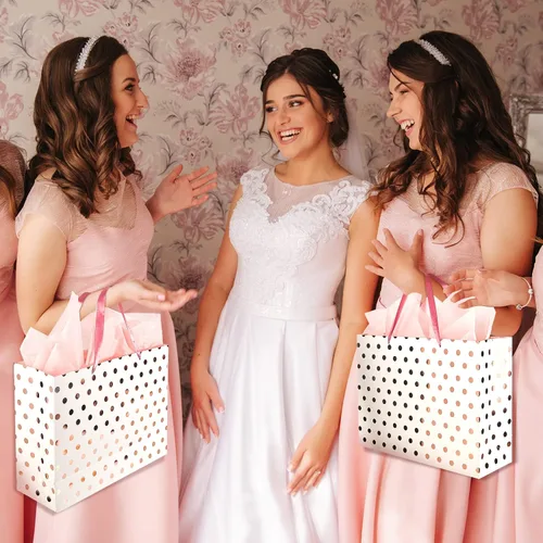 Miniatura 6 de Henoyso 8 bolsas de regalo extra grandes de 16 pulgadas, con puntos metálicos, bolsas de regalo con asas y papel para Navidad, boda, vacaciones