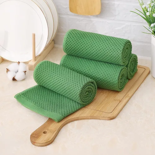 Miniatura 401 de Kitinjoy - Paños de cocina de 100 % algodón, tela de tejido gofrado, paño de limpieza ultrasuave, absorbente y de secado rápido. Beige