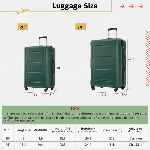 Miniatura 85 de Merax Equipaje, maleta extensible rígida con ruedas giratorias ligeras, Negro -, 40/48/52