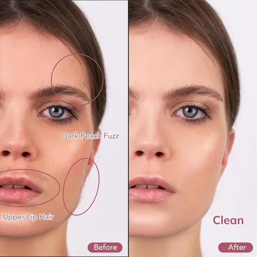 Miniatura 3 de PELCAS Kit de herramientas de dermaplaning eléctrico para mujer cara con luz LED, mini maquinilla de afeitar facial con 6 cuchillas, 3 velocidades