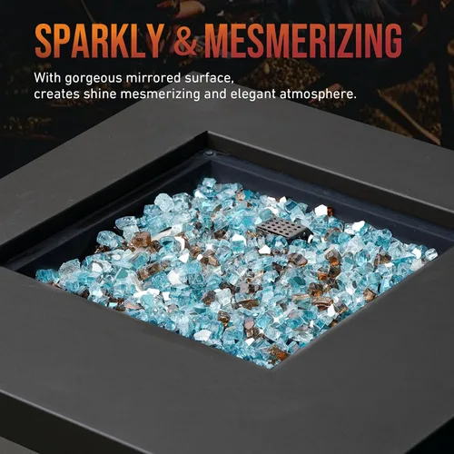 Miniatura 5 de Skyflame Vidrio de fuego mezclado de 10 libras para hoguera, chimenea y paisajismo, 1/2 pulgada azul aguamarina, platino, cobre reflectante