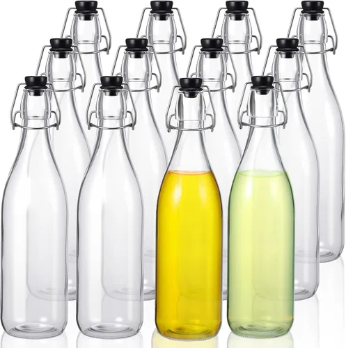 Miniatura 10 de Aoriher 12 botellas de vidrio con tapa oscilante de 25 onzas, botellas de vidrio de 25.4 fl oz con tapas blancas para elaboración casera, kombucha