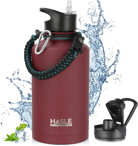 Miniatura 17 de HASLE OUTFITTERS Botella de agua aislada de 22 onzas, botella de agua de acero inoxidable de doble pared, boca ancha con tapa de popote y tapa