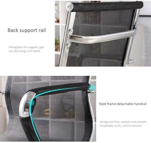 Miniatura 5 de Silla simple para conferencias, silla de oficina, silla de entrenamiento para sala de estar, silla de personal arqueada, silla de malla