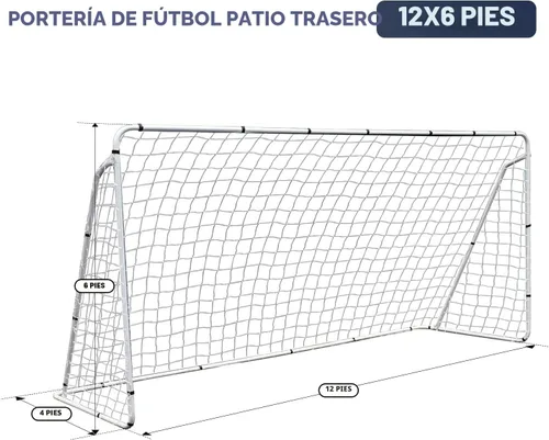 Miniatura 3 de ZENY Portería de fútbol portátil para patio trasero, 12 x 6 / 10 x 6.5 / 8 x 5 pies, red y marco de fútbol para niños y adultos para práctica