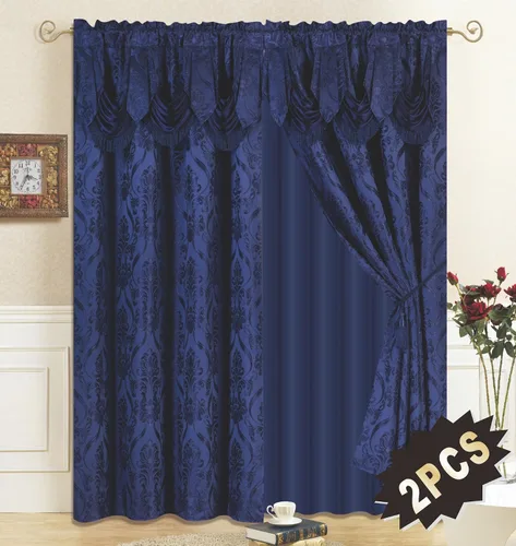Miniatura 14 de All American Collection Nuevo juego de cortinas de 4 piezas con cenefa adjunta y transparente con 2 alzapaños incluidos