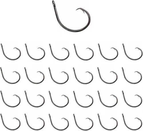 Reaction Tackle Ganchos circulares – Anzuelos de pesca de acero de alto carbono para pesca de bagre, lubina y agua salada – Punto en línea afilado,