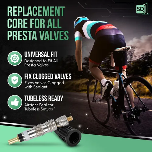 Miniatura 2 de Square1 Presta Kit de núcleo de válvula -10 núcleos de válvula Presta universalmente compatibles, 1 herramienta de extracción de núcleo de válvula