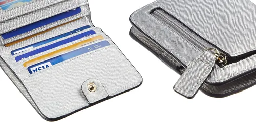 Miniatura 6 de Gostwo - Cartera compacta de piel genuina de lujo para mujer con bloqueo de RFID y ventana de identificación