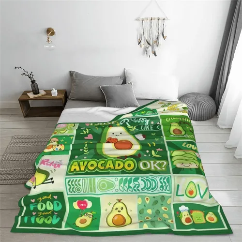 Miniatura 6 de SweetFox Manta de aguacate, divertida y bonita manta de decoración de aguacate, regalos para niñas y niños amantes, súper cálida, suave, ligera