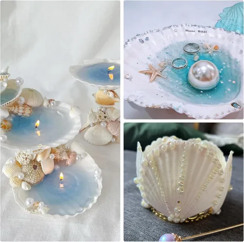 Miniatura 4 de 16 conchas de vieira natural, concha marina natural, de 4 a 5 pulgadas, conchas de vieira grandes blancas con pinceles y tiras de pintura acrílica