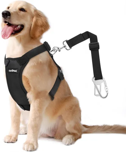 Miniatura 17 de VavoPaw cinturón de seguridad para perro, arnés de coche con peto de seguridad y hebilla ajustable para vehículo, cinturón de seguridad de nailon