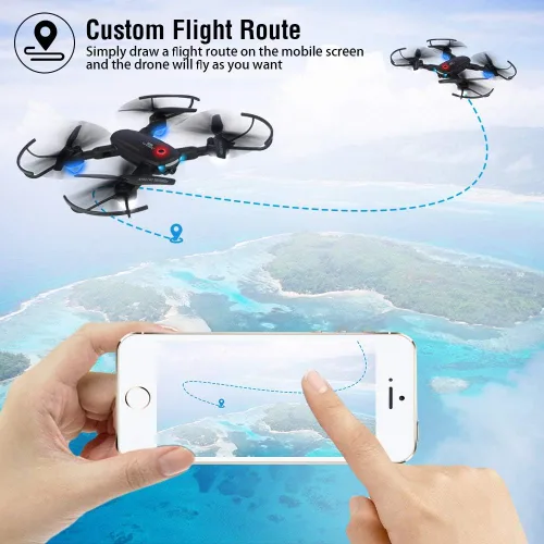 Miniatura 4 de Drone plegable con cámara 720P para adultos - R10 WiFi FPV RC Quadcopter con retención de altitud - Fotografía de gestos - Control de aplicación