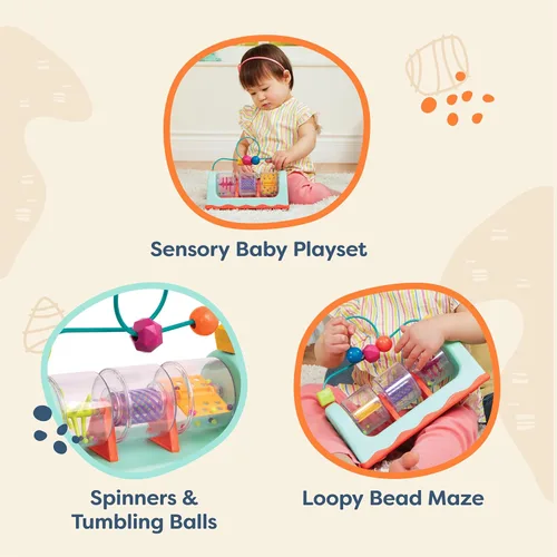 Miniatura 4 de B. toys Laberinto de cuentas - Estación de actividades para bebés - Juguete interactivo para bebés - Pelotas, spinners - Juguetes sensoriales