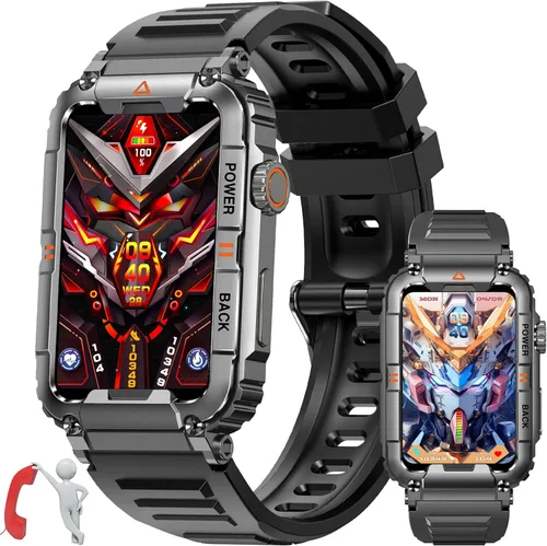 Military Smart Watch for Men with 100+ Sports Modes Fitness Tracker with Heart Rate/Sleep Monitor IP67 Waterproof 1.57’’ IPS Screen Tactical