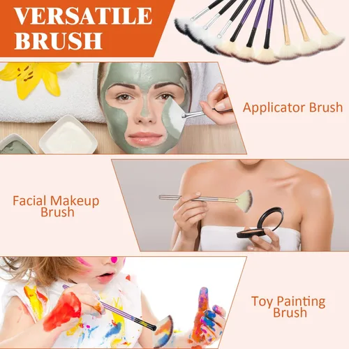 Miniatura 6 de 9 Piezas de Pinceles para Mascarilla Facial en Abanico, Pinceles Aplicadores Faciales Suaves, Herramientas para Peeling Glicólico y Maquillaje