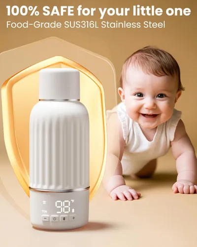 Miniatura 5 de Calentador de botellas portátil para viajes, calentamiento rápido de 2.5 minutos para leche materna y fórmula, calentador de leche portátil