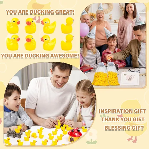 Miniatura 5 de selizo 250 mini patos de resina, pequeños patos de plástico para ocultar, pequeños dijes de pato de resina para bebés a granel para casa de muñecas