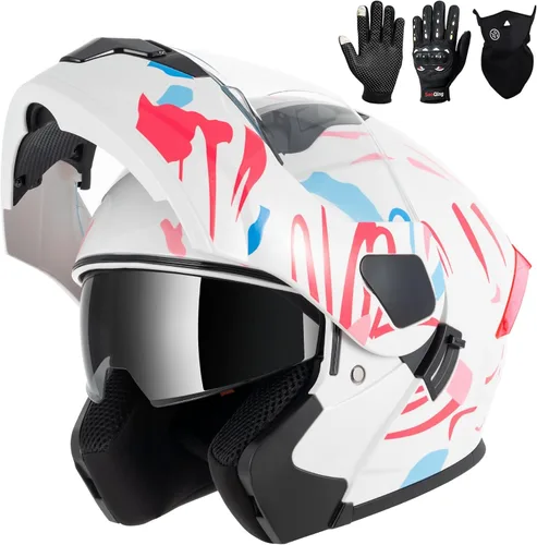 Miniatura 11 de Casco modular para motocicleta de adultos, con doble visera abatible, cara completa, aprobado por DOT para hombres, mujeres, moto, ATV, UTV, moto