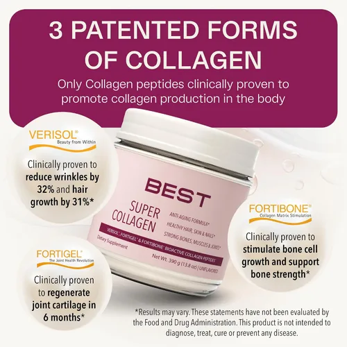 Miniatura 4 de FORTIBONE® Colágeno - 3 péptidos de colágeno bioactivos clínicamente apoyados con FORTIBONE®, FORTIGEL®, VERISOL® colágeno sin sabor para mujeres