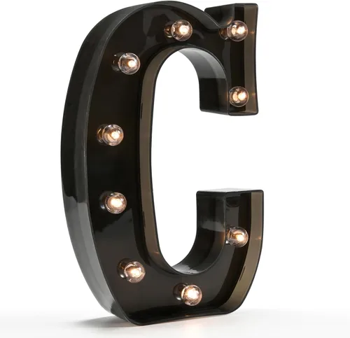 Miniatura 24 de Oycbuzo - Letras con iluminación Led, letras del alfabeto, color negro, para decoración de bares, festivales, cumpleaños, bodas