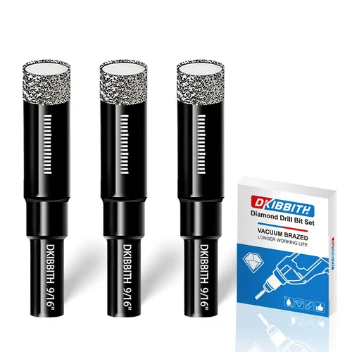 Miniatura 11 de Juego de 3 brocas de núcleo de diamante de 5/8", brocas para azulejos de 16mm para cerámica, porcelana, mármol, granito, azulejos, piedra, ladrillo