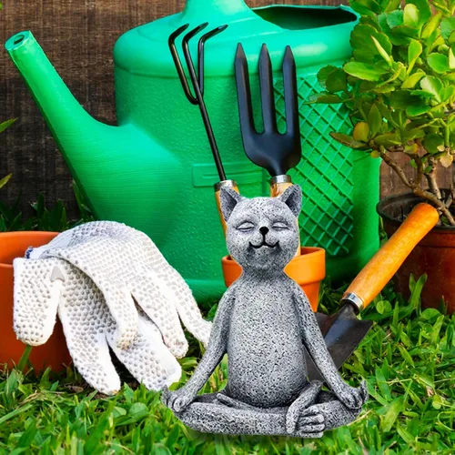 Miniatura 2 de Estatua de gnomo para jardín, de Funny Guy Mugs, talla única Gato del dedo medio