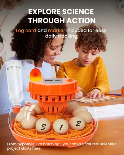 Miniatura 4 de Incubadora de 12 huevos con giro automático y control de humedad, incubadoras completamente automáticas con vela de huevos, kit educativo