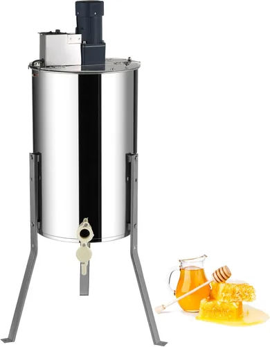 Miniatura 11 de VEVOR, extractor de miel eléctrico, extractor de miel de 6 marcos con tapa transparente, tambor de panal de acero inoxidable de 140W, altura