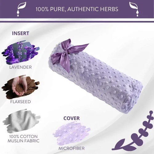 Miniatura 4 de Sonoma Lavender Rollo de cojín de lavanda, punto lila para microondas, almohada de cuello caliente/frío, calmante y alivio del dolor para cuello