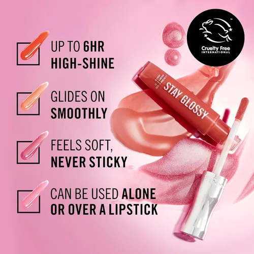 Miniatura 5 de Rimmel Brillo labial Stay Glossy - Fórmula no pegajosa y ligera para el color y brillo de labios - 820 Seduce Me, 0.18 onzas Arándano