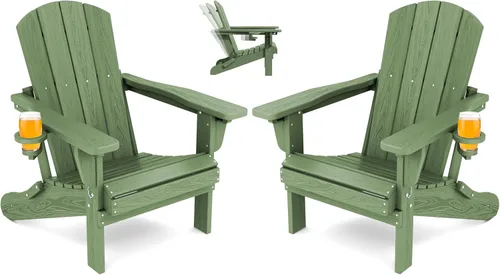 Miniatura 41 de SERWALL Silla Adirondack plegable ajustable, silla Adirondack reclinable con portavasos, Aruba