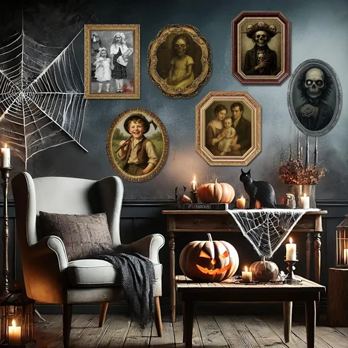 Miniatura 6 de Garma Decoraciones de Halloween para interiores, marcos de fotos de retratos en movimiento de cara cambiante en 3D para Halloween, casa encantada