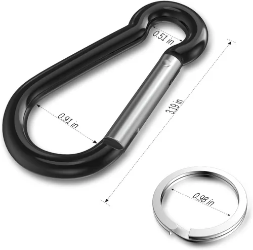 Miniatura 2 de Sprookber Mosquetón de aluminio, clips de caribeño, gancho de resorte para clip de llavero, juego de 10