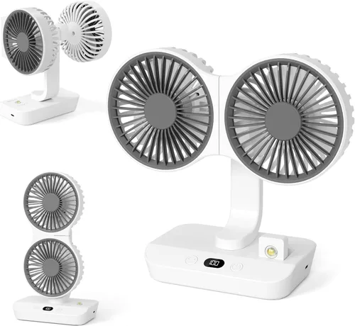 Miniatura 10 de Ventilador de mano portátil, mini ventilador personal plegable recargable por USB, 5200 mAh, 180 ajustables, viento de 6 velocidades, ventilador