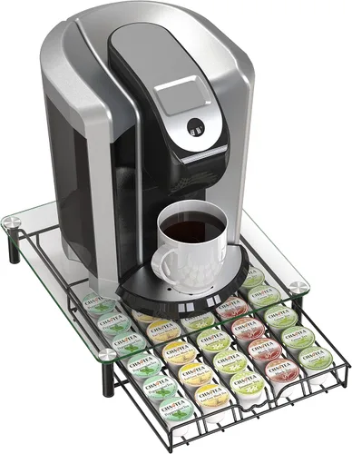 Miniatura 5 de Deco Brothers Cajón Portador de Cristal Templado para K-Cup para Almacenamiento de 30 Cápsulas de Café, Negro